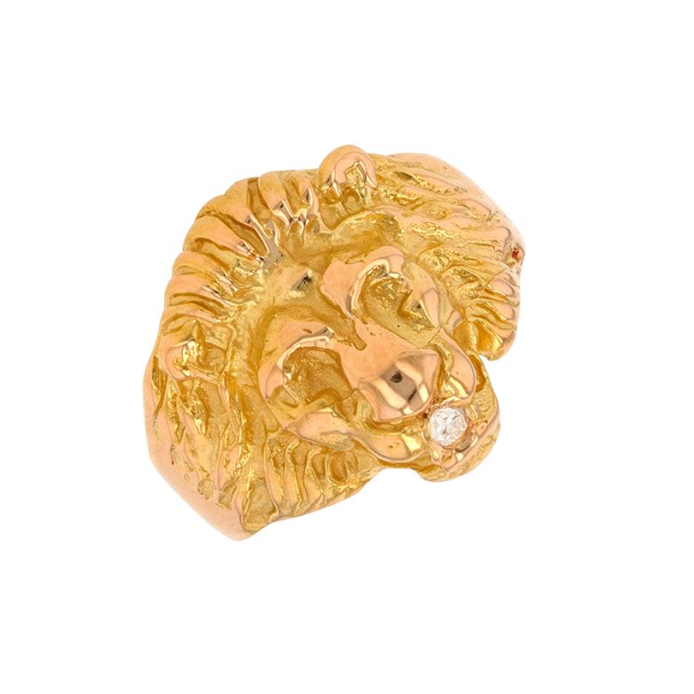 Bague vintage félin diamant 0.04 carat or jaune 10.17g Comme neuf -  reconditionné disponible sur Gemme Les Bijoux